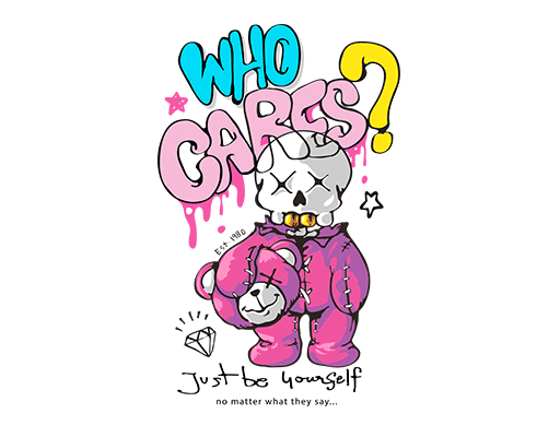 骷颅头小熊KAWS夸斯骷髅头图案涂鸦英文字母手写英文字母女装印花素材