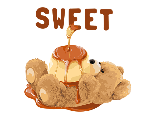 卡通小熊图案手绘小熊奶油小熊卡通动物吃蛋糕的熊女装卫衣印花素材