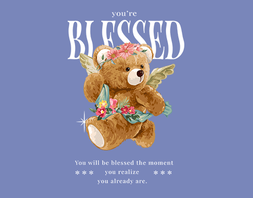 卡通小熊图案手绘小熊彩色小熊图案女装印花素材天使小熊毛绒熊印花素材