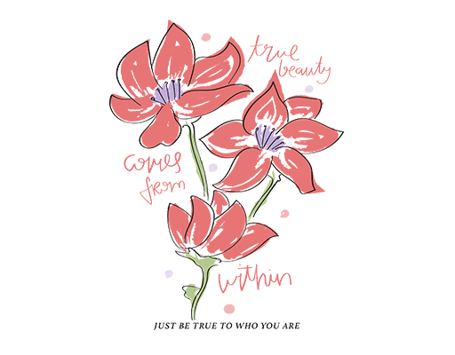 手绘花朵图案手写英文字母女装T恤卫衣印花素材简笔花朵印花素材