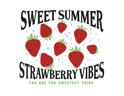 卡通草莓图案变形英文字母红色草莓女装印花素材卡通英文字母水果图案
