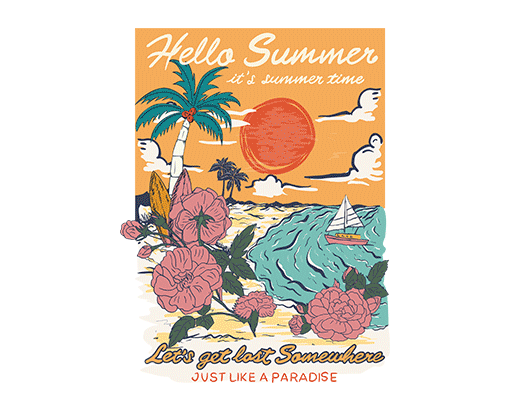 手绘风景图案卡通海滩图案搜鞋英文字母图案手绘鲜花图案男装印花素材