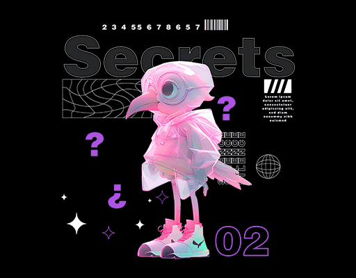 卡通鸟图案卡通动物图案雨衣鹤图案数字字母图案女装印花素材3D卡通图案ai鸟图案