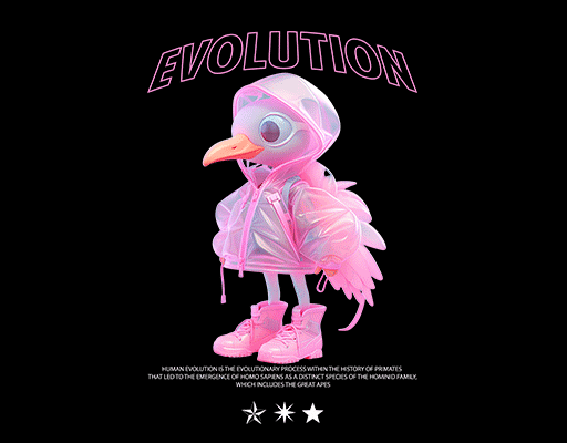 卡通鸟图案3D卡通动物变形英文字母图案女装烫画图案ai图案粉色鸟图案