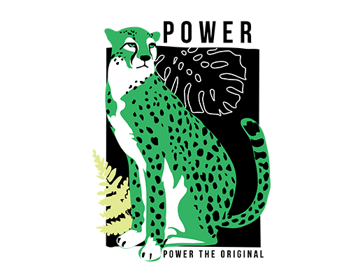 卡通豹子手绘豹子卡通动物图案男装女装动物印花素材绿色豹子印花素材树叶