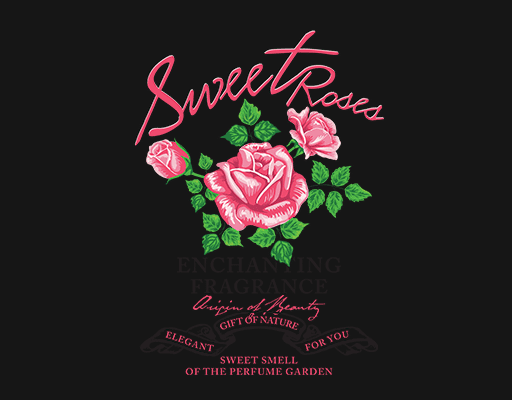 卡通花朵玫瑰花朵手写英文字母女装印花图案手绘花朵印花素材卡通植物印花素材