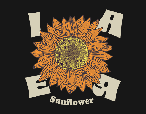 卡通向日葵图案卡通英文字母女装印花图案卡通花朵橘色向日葵