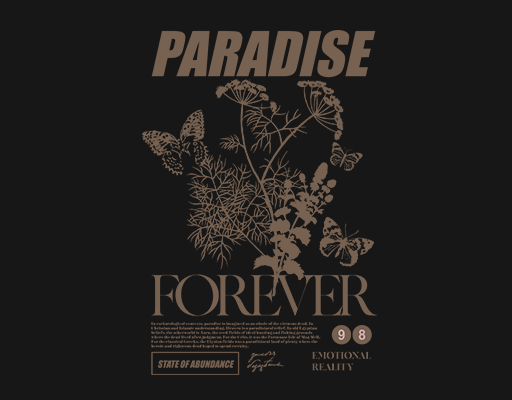 卡通蝴蝶手绘植物剪影女装植物印花素材植物叶子图案蝴蝶印花图案