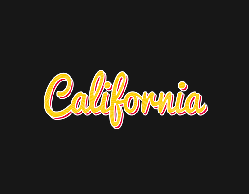 手写英文字母图案卡通英文字母女装文字印花图案黄色英文字母california