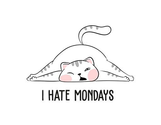 卡通猫咪图案手绘猫睡觉的猫卡通英文字母图案女装印花素材可爱猫印花素材