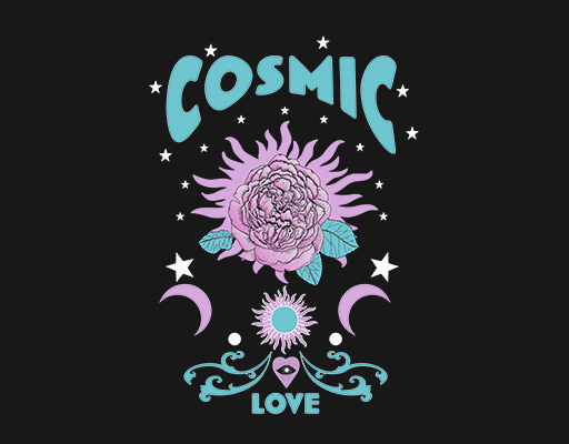 卡通花朵手绘花朵图案女装印花素材紫色花朵变形英文字母图案复古花朵