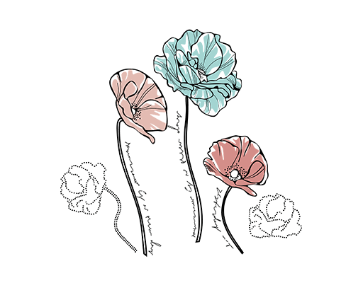 卡通花朵图案手绘花朵简笔卡通植物女装印花图案花瓣图案五朵花