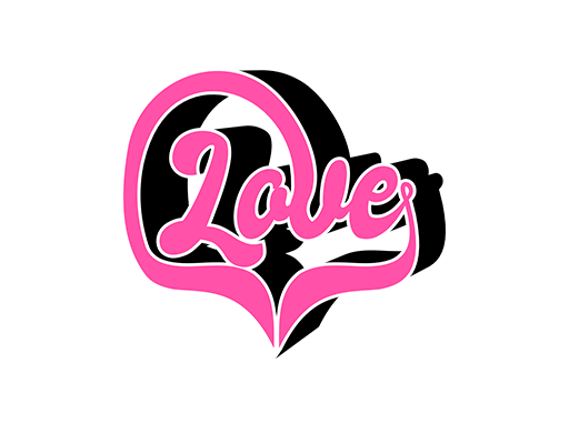 卡通爱心图案心形印花图案立体爱心图案LOVE英文字母女装文字印花图案