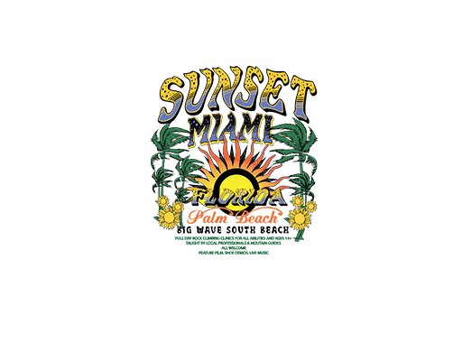 卡通英文字母图案女装夏季印花图案变形英文字母卡通椰子树卡通太阳