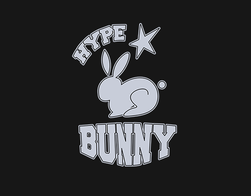 卡通兔子剪影图案手绘兔子女装动物印花素材BUNNY英文字母变形英文字母