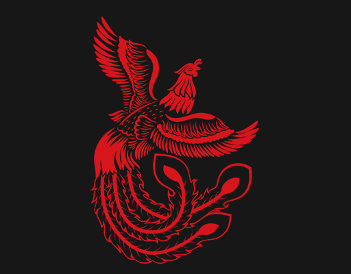 卡通凤凰图案手绘凤凰剪纸图案卡通鸟图案中国图腾印花素材红色凤凰剪影