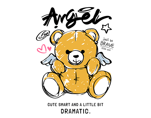 涂鸦小熊图案手绘小熊卡通动物简笔熊印花素材女装印花素材涂鸦熊女装卫衣印花图案