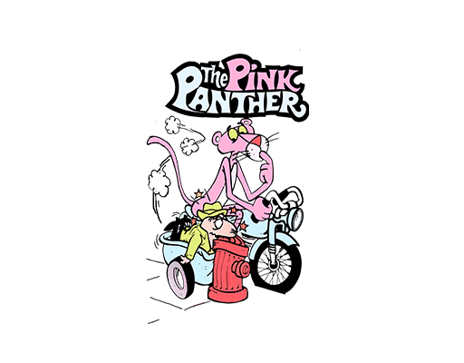 粉红豹图案手写英文字母手绘卡通豹子pink panther动画片印花图案女装印花素材