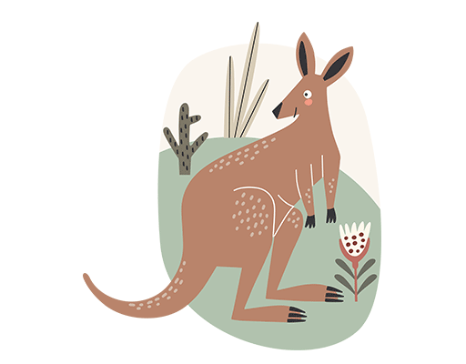 卡通带上图案女装动物印花素材手绘袋鼠图案女装卫衣印花素材简笔动物印花