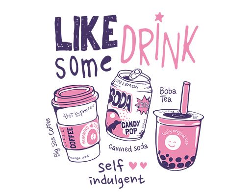 卡通饮料瓶子手绘瓶子奶茶杯子图案破碎英文字母女装印花素材手写英文字母易拉罐