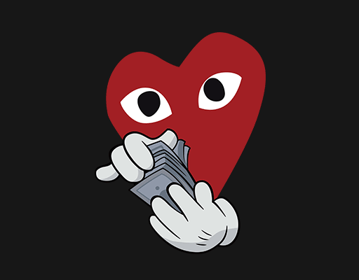 卡通爱心形图案川久保玲图案卡通数钞票爱心形图案女装印花素材品牌印花素材