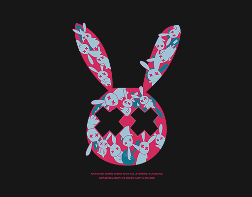 卡通兔子头像涂鸦兔子头兔子剪影图案女装印花图案卡通兔子