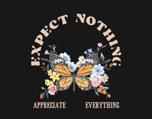 卡通蝴蝶图案彩色蝴蝶女装印花图案手绘鲜花手绘花朵变形英文字母图案T恤图案