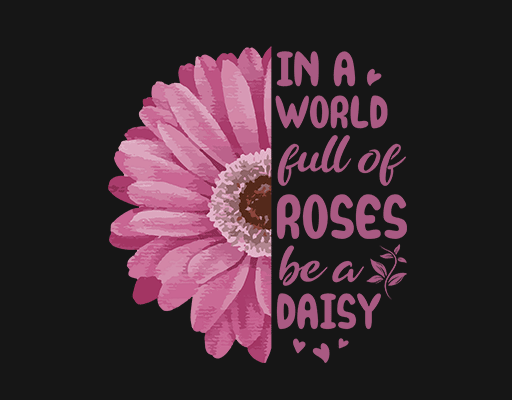 卡通花朵图案花瓣图案手写英文字母图案女装印花素材卡通菊花粉色菊花T恤图案