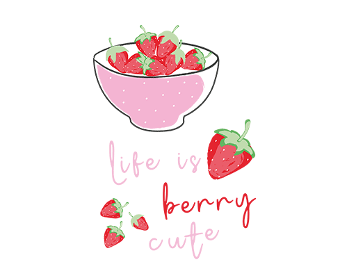 卡通草莓图案卡通碗手绘碗手写英文字母图案女装卫衣印花素材水果图案