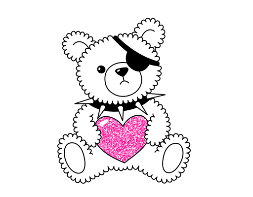 卡通小熊独眼熊抱爱心的小熊女装小熊印花素材T恤卫衣印花素材手绘小熊