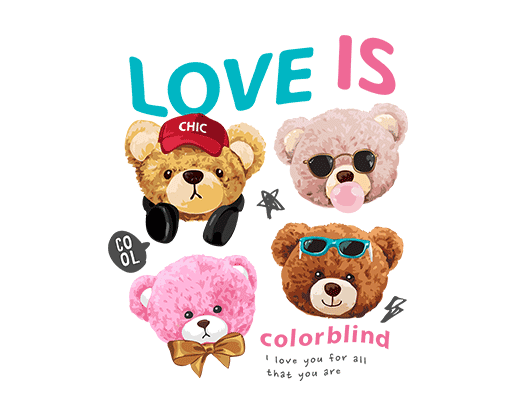 卡通熊头图案可爱熊头小熊头像女装印花素材T恤卫衣印花图案吹泡泡的小熊