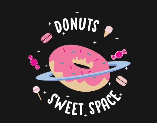 卡通食物图案卡通甜甜圈卡通英文字母图案女装文字印花素材宇宙糖果图案