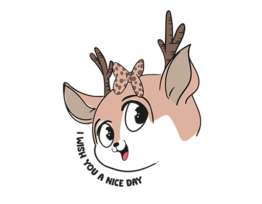 卡通小鹿头绪手绘鹿头卡通动物头像可爱卡通小鹿女装印花素材T恤卫衣印花素材