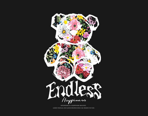 小熊剪影图案花朵小熊花朵熊印花素材卡通英文字母女装卡通印花素材手写英文字母