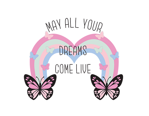 卡通蝴蝶图案手写英文字母图案彩虹图案两只蝴蝶女装印花素材可爱卡通动物