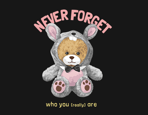 卡通兔子小熊卡通英文字母图案毛绒公仔熊兔子小熊头像女装烫画素材