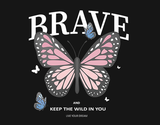 卡通蝴蝶图案彩色蝴蝶变形英文字母图案女装印花图案T恤卫衣印花素材