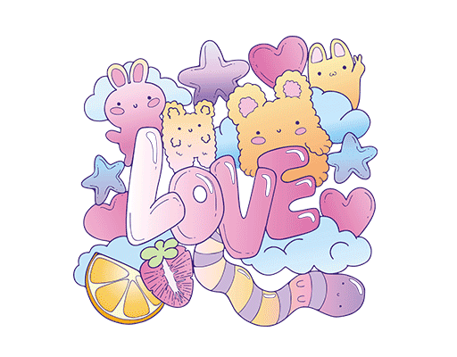 卡通英文字母图案涂鸦卡通LOVE英文字母涂鸦英文字母手绘卡通女装印花素材