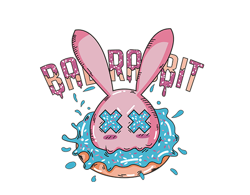 卡通兔子头像手绘兔子甜甜圈图案涂鸦英文字母图案女装卡通印花素材卫衣印花素材
