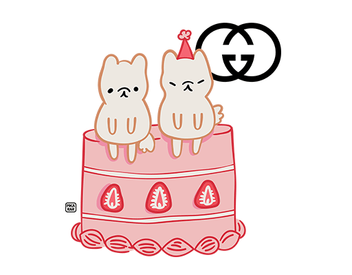 卡通动物图案古驰印花素材卡通蛋糕卡通草莓蛋糕女装印花素材gucci印花素材