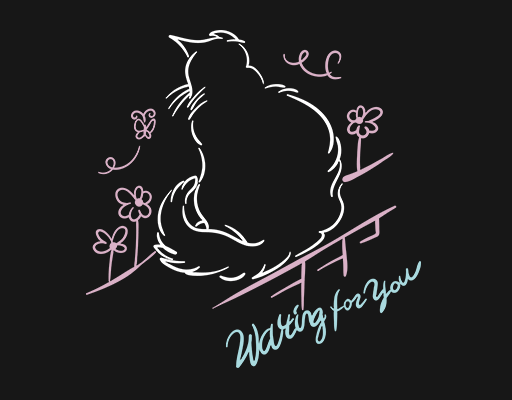 手绘猫咪背影图案卡通动物手写英文字母猫背影女装短袖印花图案