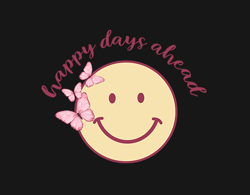 微笑表情图案卡通表情手写英文字母图案卡通蝴蝶图案彩色蝴蝶女装印花图案