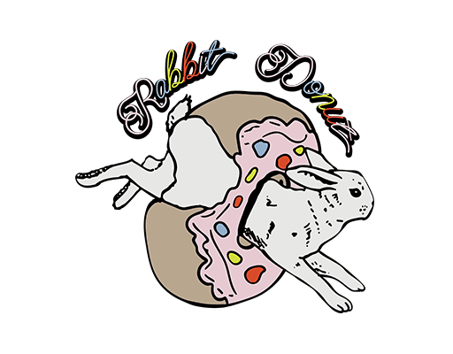 卡通兔子图案手写英文字母彩色英文字母甜甜圈兔子手绘兔子女装动物印花素材