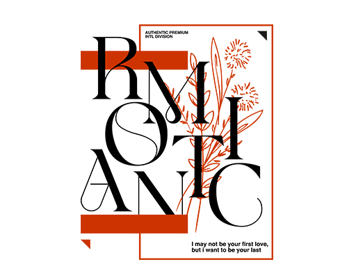 卡通英文字母图案手绘植物图案女装文字印花素材简约英文字母图案T恤印花素材