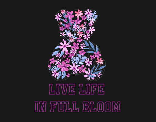 卡通花朵小熊鲜花小熊花朵熊鲜花熊女装印花素材卡通英文字母手绘花朵