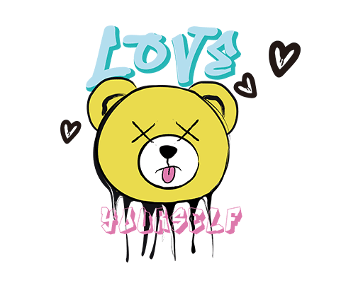 卡通小熊头像手绘卡通熊头卡通英文字母卡通爱心心形图案涂鸦英文字母图案