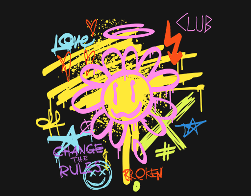 卡通花朵图案手绘花朵印花素材涂鸦线条图案男装女装卡通花朵图案涂鸦印花素材