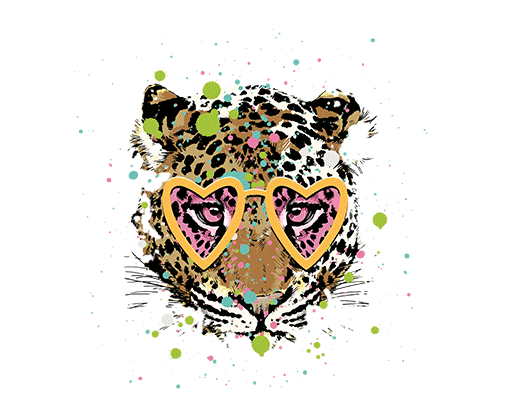 卡通老虎头像涂鸦老虎戴眼镜的老虎喷溅老虎头像喷溅杂点豹子头像女装印花素材动物头像