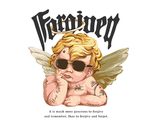 卡通男孩图案卡通天使戴墨镜的男孩欧美男孩头像女装人物印花素材T恤卫衣印花素材