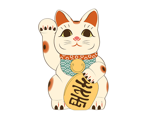 卡通猫咪图案招财猫图案女装印花素材卡通动物图案手绘卡通动物猫咪